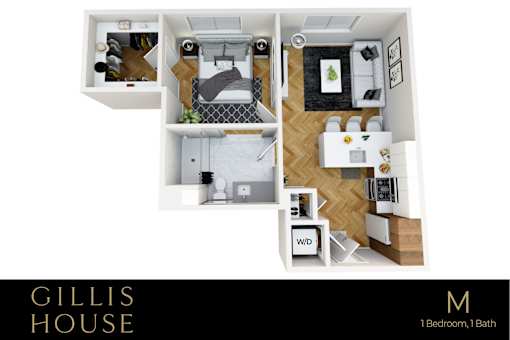 a stylized floor plan of a gills house