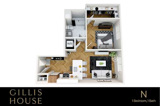a stylized floor plan of a gills house