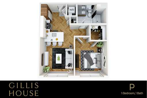 a stylized floor plan of a gills house