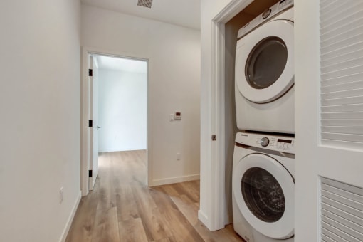 a washer and dryer in a laundry room
