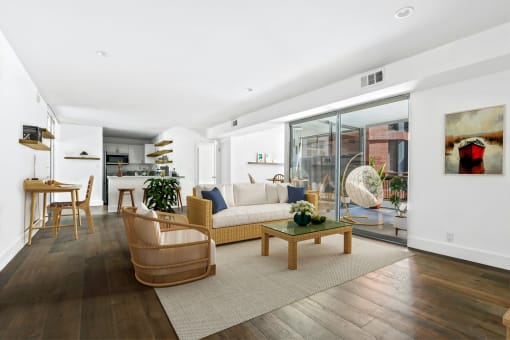 a living room with a couch and a coffee table