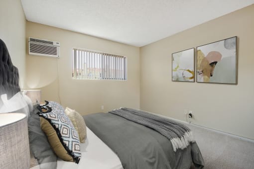 Bedroom with carpet flooring