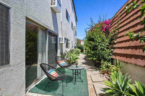 Beautiful Patio with lush landscaping