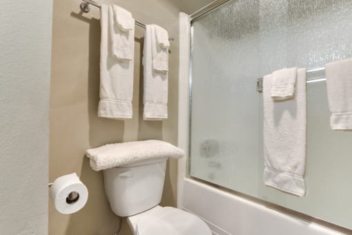 Bathroom with hot tub and shower combo