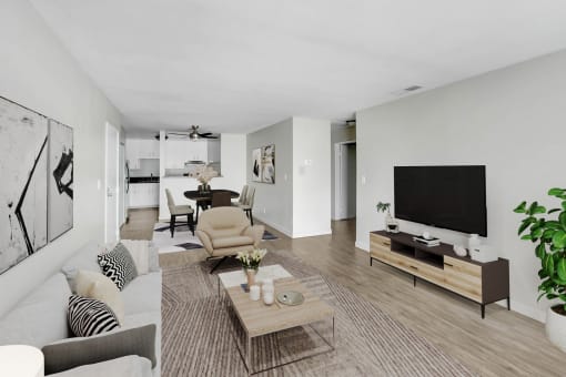 a living room with a couch and a television