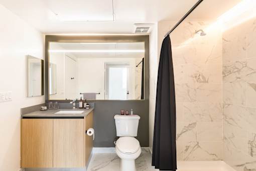 a bathroom with a toilet and a sink and a mirror