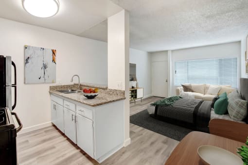 the preserve at ballantyne commons apartment living room and kitchen