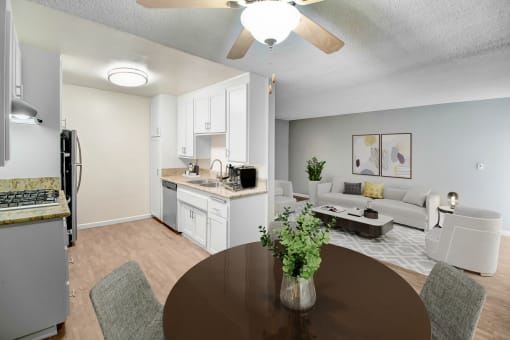our apartments offer a living room dining room and kitchen