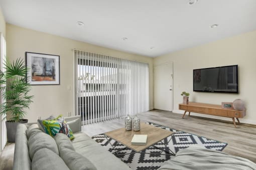 Living room with Hardwood Style Floors