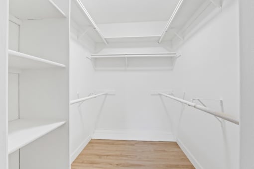 a walk in closet in a 555 waverly unit