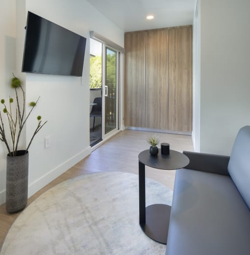 a living room with a couch and a tv