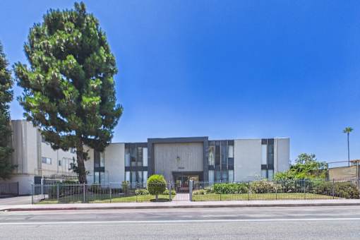 A modern building with a tree in front of it.