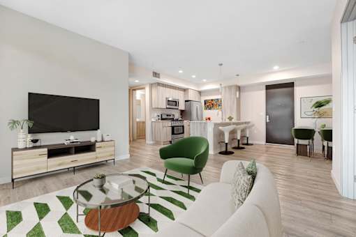 Living And Kitchen at The Blvd Lofts, Encino California  