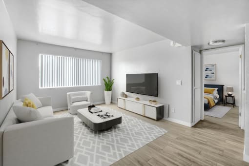 a living room with a couch and a coffee table