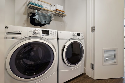 a washer and dryer in a laundry room