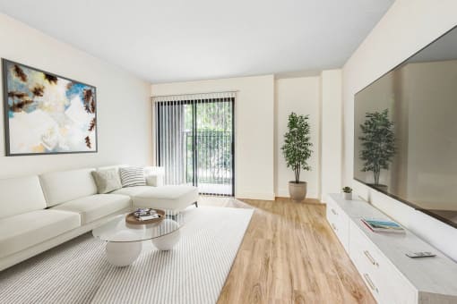a living room with a couch and a coffee table