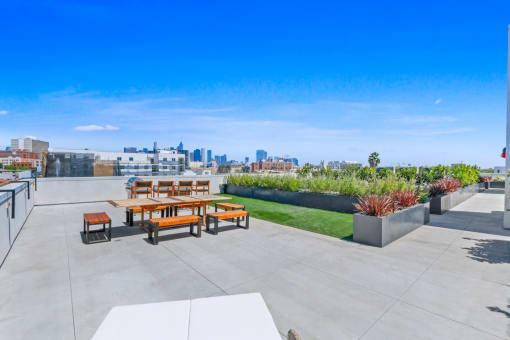 Rooftop Deck with views of DTLA and Hollywood