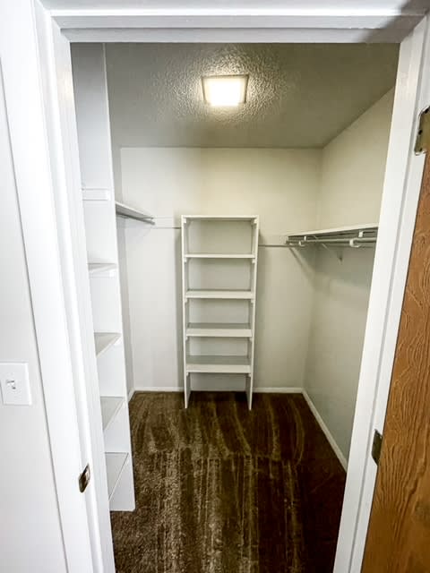 Walk-in Closet in the 1 bedroom apartment at Ashley Pointe apartments