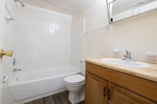 Bathroom in a 2 bedroom apartment at Woodlake Apartments