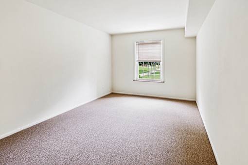Bedroom in a one-bedroom, one-bath apartment at Cambridge Square Apartments in Bedford, Indiana.