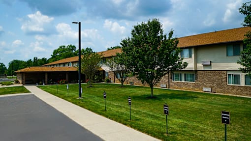 Exterior view of a building at Wesley Park Apartments.