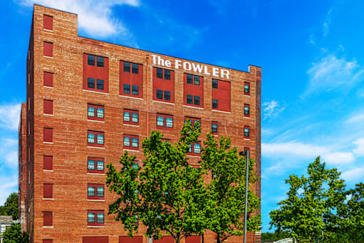 Exterior of Fowler Apartments building in Lafayette, IN.
