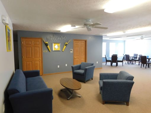 Clubhouse with seating at Chapelgate Park Apartments