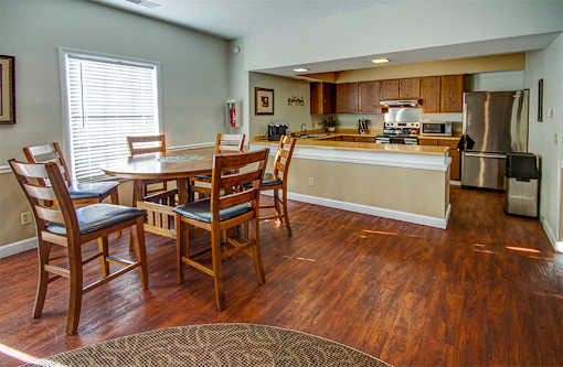 Clubhouse kitchen and dining is open to all residents at Briarwood Toledo