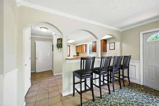 Community room kitchen at Ashton Pointe Apartments.
