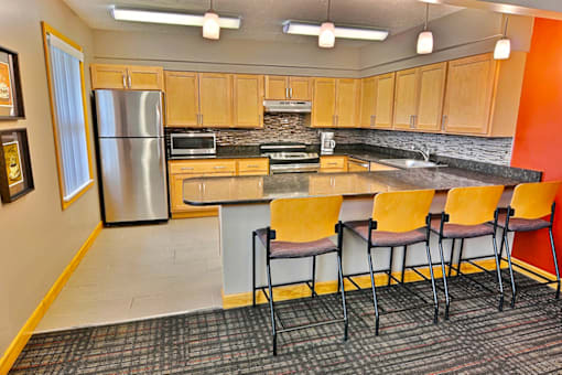 Community room kitchen area  at Copper Gate, Lafayette, IN