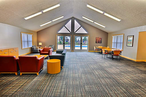 Comfortable seating area in the community room  at Copper Gate, Lafayette, 47909