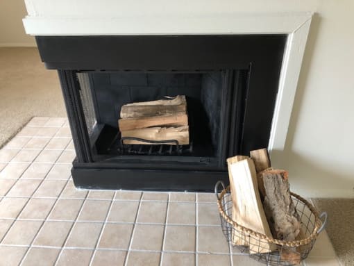 Wood burning fireplace at Ashley Pointe Apartments