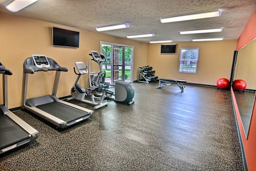 Fitness center with exercise equipment  at Copper Gate, Lafayette, 47909
