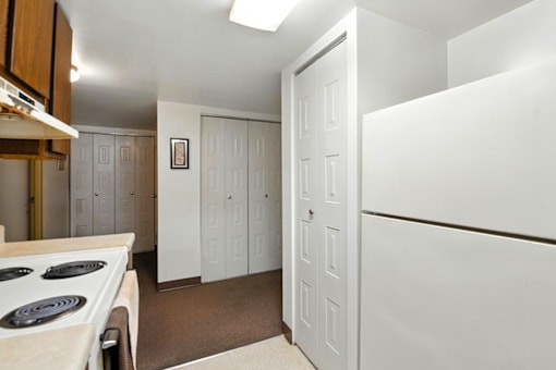 Kitchen in a one-bedroom apartment at Hammond Elderly Apartments.