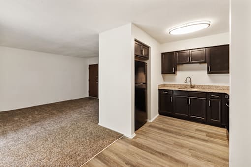 Spacious 1-bed, 1-bath apartment with open kitchen and living room at Bradford Lake Apartments.