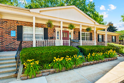 Leasing office entrance at Fairington Apartments in South Bend.