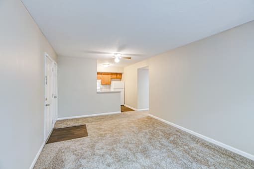 Living room in a 2-bedroom, 1-bathroom apartment at Hampton Place Apartments, featuring a spacious layout.