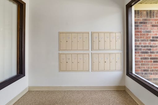 Mail room at Fairington Apartments in Anderson, featuring mailboxes.