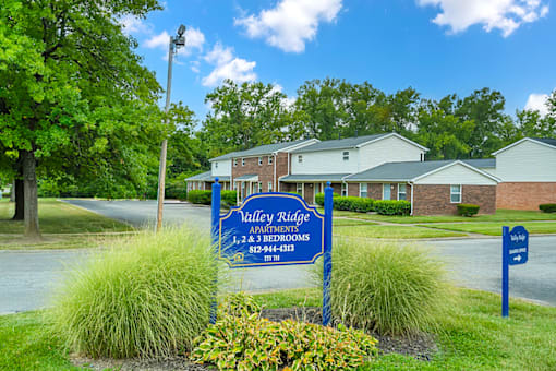 Monument sign at the entrance of Valley Ridge Apartments, displaying the community name.