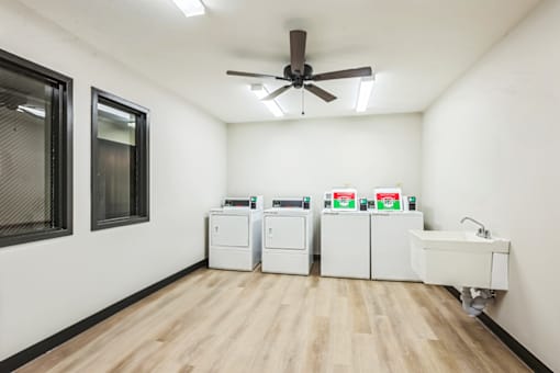 On-site laundry facility at Fairington Apartments in Clarksville, Indiana.