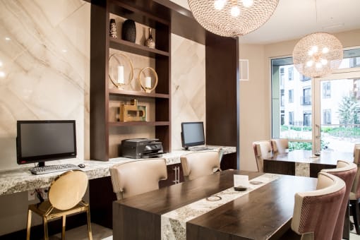 Residential Business Center and Social Lounge at Quarry at River North Apartments, Indiana