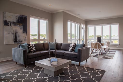 Luxury Penthouse Living Room at Quarry at River North Apartments, Indianapolis