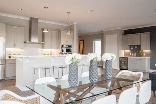Luxury Penthouse Dining Room in Open Concept Living Space at Quarry at River North Apartments, Indianapolis, IN 46240