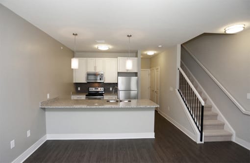 Topaz Style Floorplan Kitchen at Quarry at River North Apartments, Indianapolis, Indiana