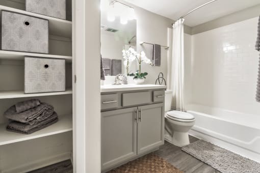 Bathroom with additional storage at Woods of Fairfax