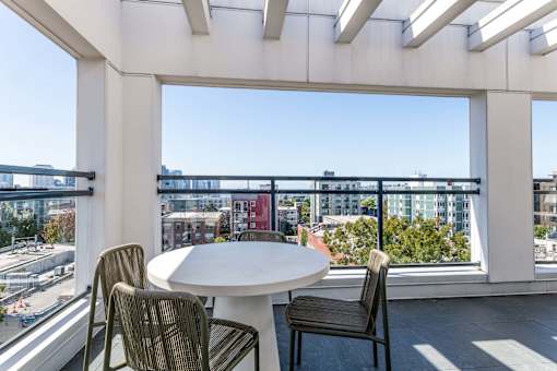 Rooftop Lounge Area at The Lyric Apartments, Washington