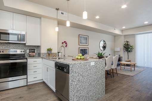 Kitchen Living Room at Liberty Square Apartments - Saltlake City, UT Apartments, Saltlake City, Utah