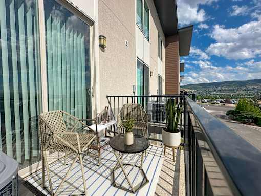 Furnished balcony with mountain views at Liberty Point Apartments, Draper, UT