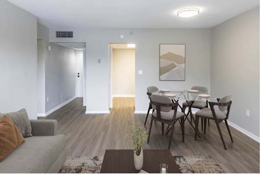 an empty living room with a hardwood floor at Lakeside @ Biscayne Gardens,North Miami, FL,33181