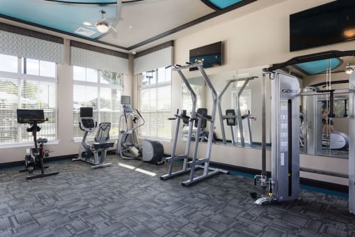 Modern fitness equipment in fitness center in Orlando, FL 32827